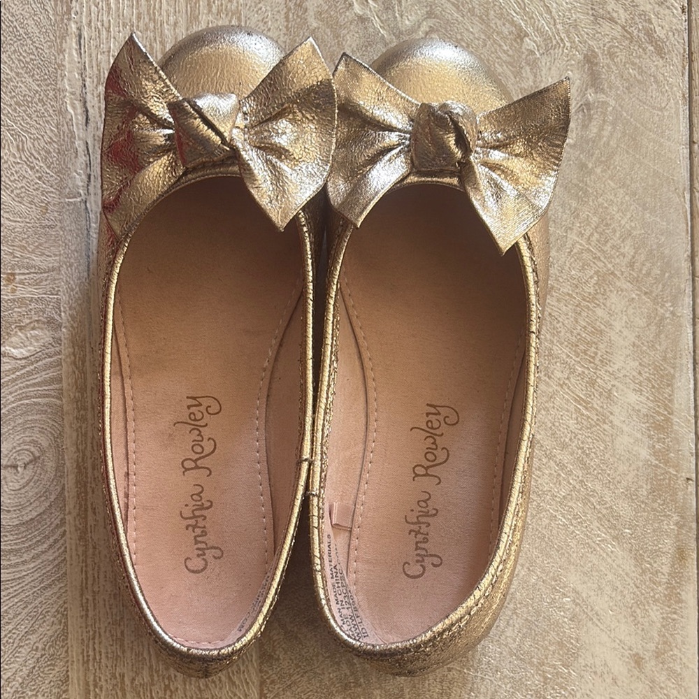 Cynthia Rowley Gold Bow Kids Shoes
